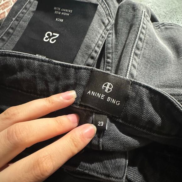NWT Anine Bing Beck High Rise Skinny Jeans Dark Grey Size 23 Seen Meghan Markle - Picture 3 of 8